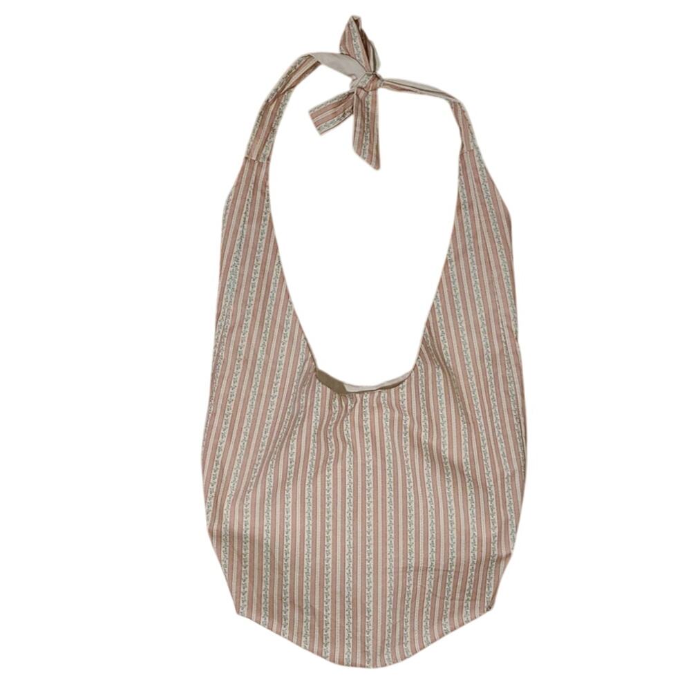 Pink White Stripe Slouchy Hobo Bow Bag Purse